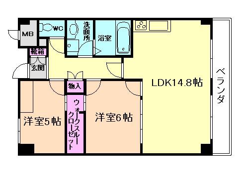 GREEN HILL(2LDK/4階)の間取り写真