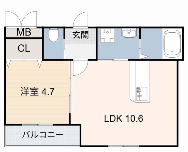 チェリーヒルズA棟(1LDK/3階)の間取り写真