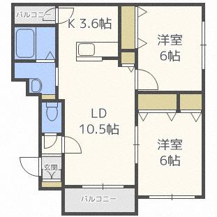 クレストN43A(2LDK/4階)の間取り写真