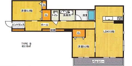 シャーメゾン寝屋川中央(2LDK/3階)の間取り写真