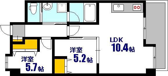 天神川駅前エステート(2LDK/4階)の間取り写真