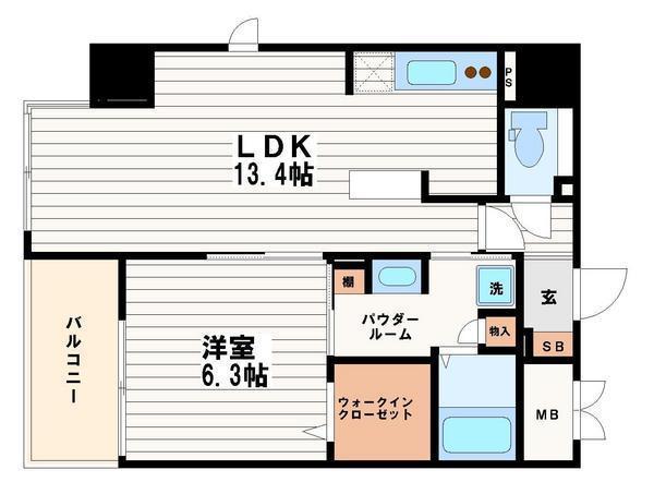 アビエール松屋町(1LDK/6階)の間取り写真