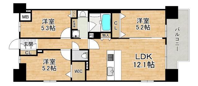 スプランディッド大阪NAMBA LINE(3LDK/10階)の間取り写真