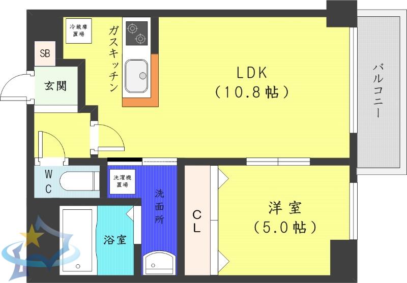 オリオンコート(1LDK/4階)の間取り写真