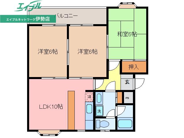 徳川台ロイヤルマンション(3LDK/2階)の間取り写真