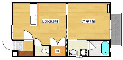 フォーサイト高須台(1LDK/2階)の間取り写真