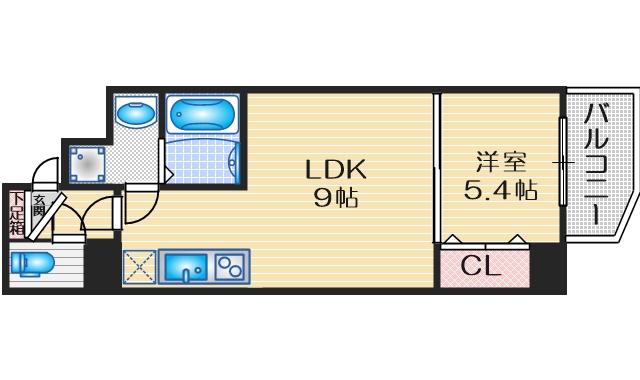 SERENITE江坂四番館(1LDK/3階)の間取り写真