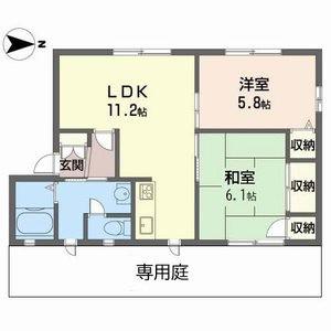 ラヴェール英賀保 B棟(2DK/2階)の間取り写真