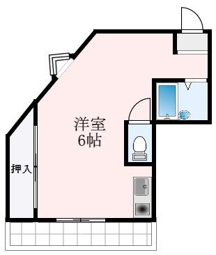 ライゼックス春日丘(ワンルーム/2階)の間取り写真