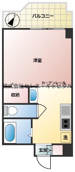 築地永谷コーポラス(ワンルーム/2階)の間取り写真