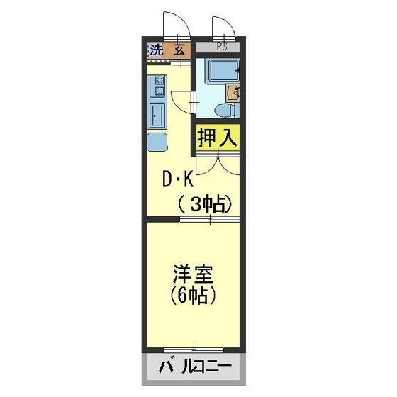 サンヒルズ五福(1DK/1階)の間取り写真