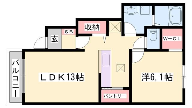 プロムナードコルヌスフロリダIII(1LDK/1階)の間取り写真