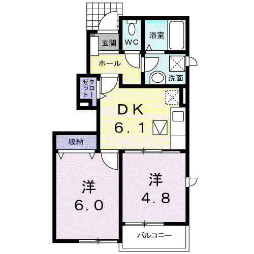 フェアリーI(2DK/1階)の間取り写真