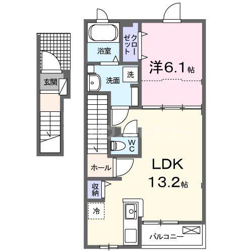 マニフィーク(1LDK/2階)の間取り写真