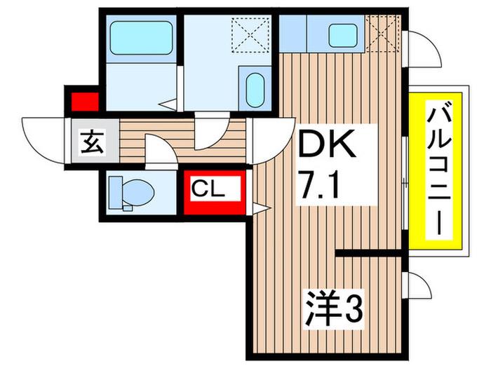 メリディアンなないろの里 参番館(1DK/3階)の間取り写真