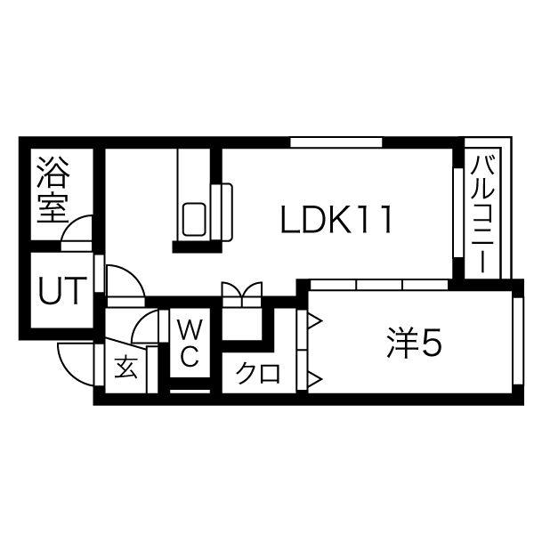 モルティーニ南郷(1LDK/1階)の間取り写真