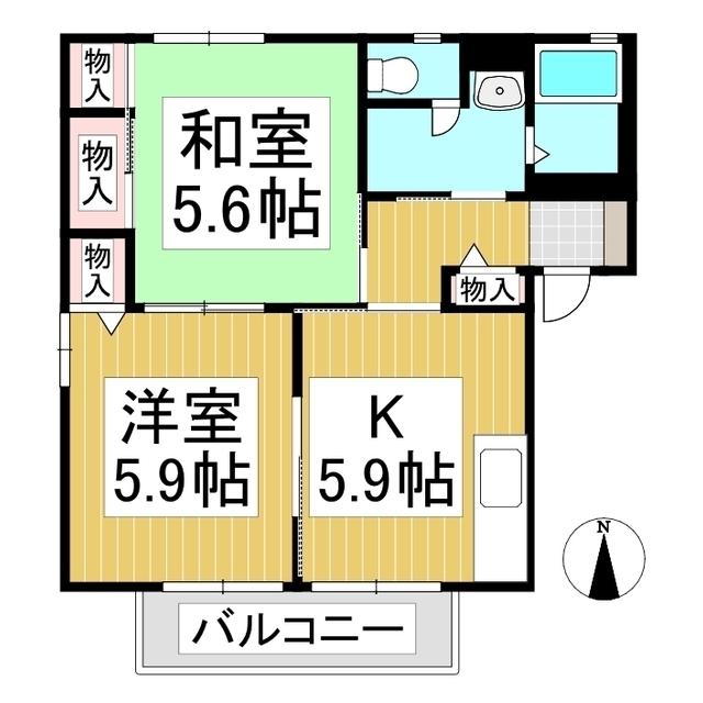 センチュリー西沢(2K/2階)の間取り写真