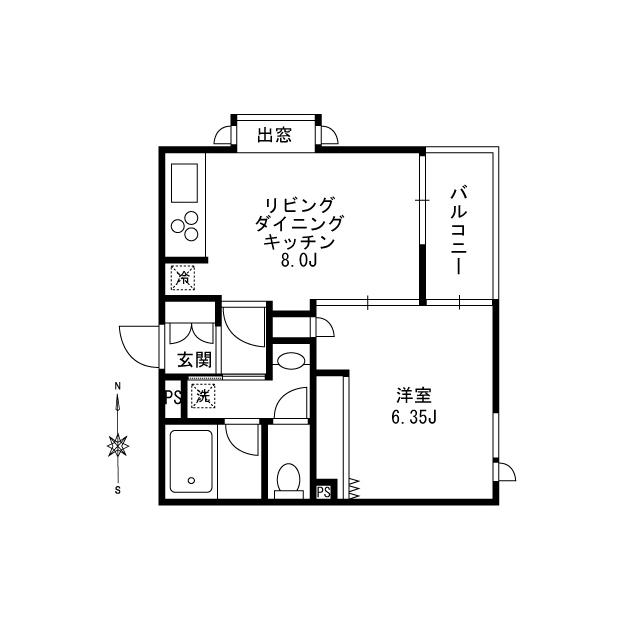 ヒルズ柿の木坂(1LDK/3階)の間取り写真