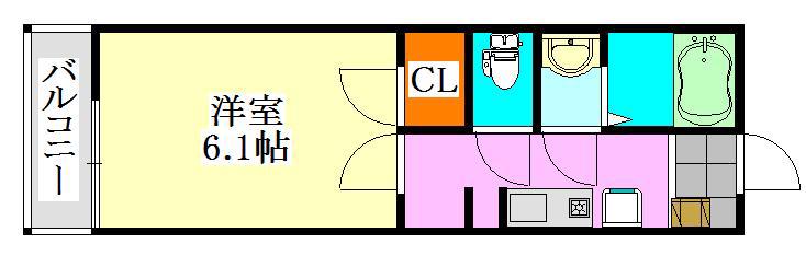 グレイスフロント(1K/3階)の間取り写真