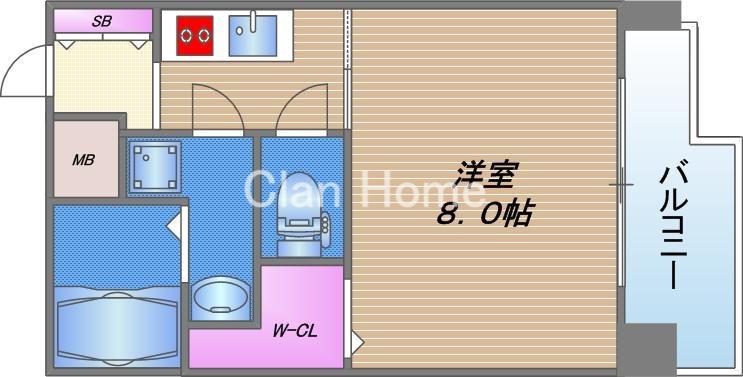 リンクス大阪城イーストレジデンス(1K/7階)の間取り写真
