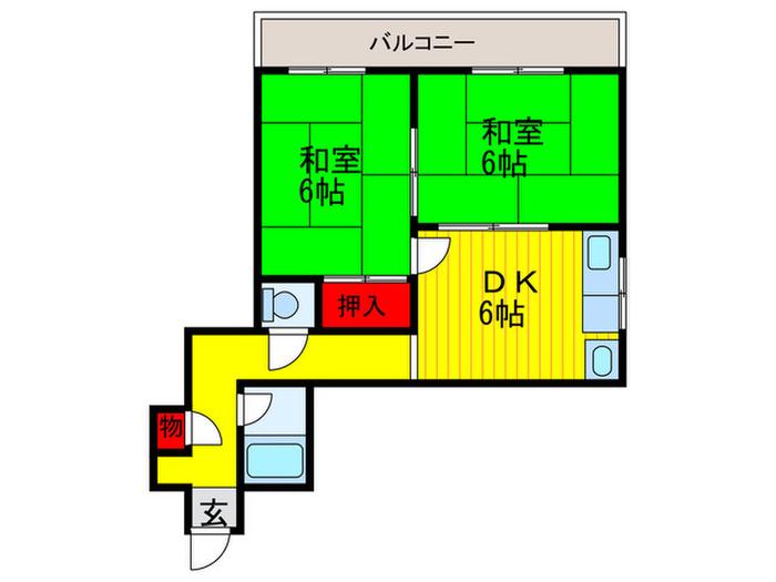 グランドピア守口(2DK/4階)の間取り写真
