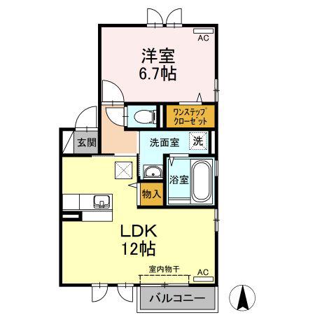 Mフラッツ(1LDK/1階)の間取り写真