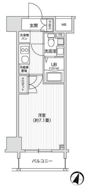 レジディア笹塚II(1K/6階)の間取り写真