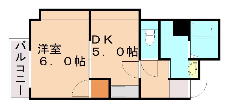 ハートピア鍛冶町(1DK/8階)の間取り写真