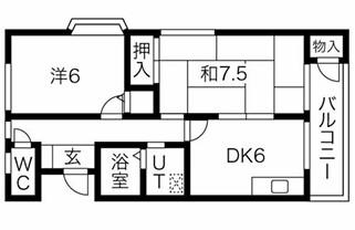 デュオ51(2DK/1階)の間取り写真