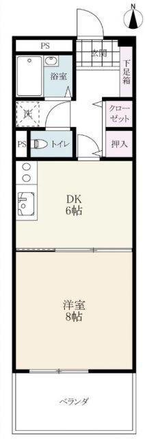 パークサイド松島II(1DK/4階)の間取り写真