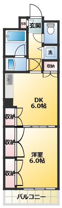 CA CHET(1DK/1階)の間取り写真