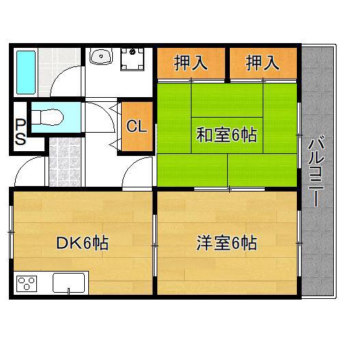 アドバンテージ三宅Ⅰ(2DK/3階)の間取り写真