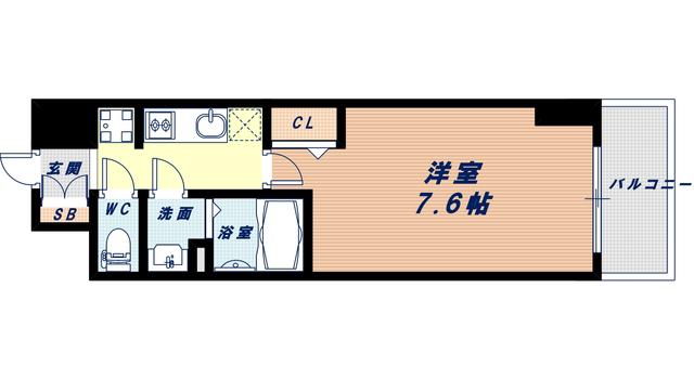 ララプレイス難波ガルテン(1K/15階)の間取り写真