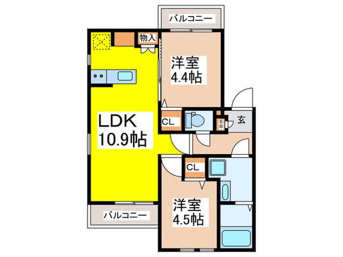 ルミエール上北沢(2LDK/2階)の間取り写真