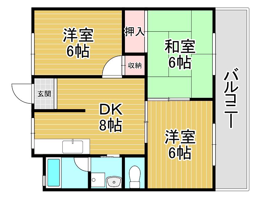 緑町ハイツ(3DK/3階)の間取り写真