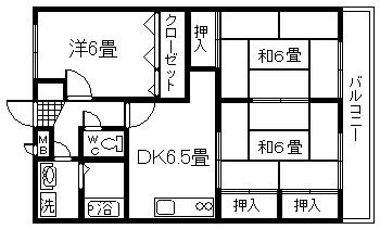 ユーシンハイツI(3DK/1階)の間取り写真
