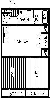 グランシティ(2LDK/4階)の間取り写真