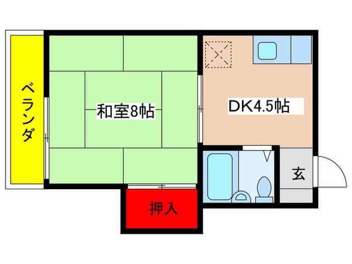 グリーンハイムコイケ(1DK/2階)の間取り写真