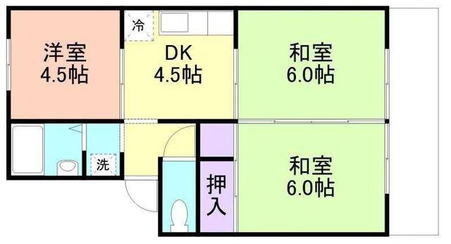ハイツタカラ(3K/2階)の間取り写真