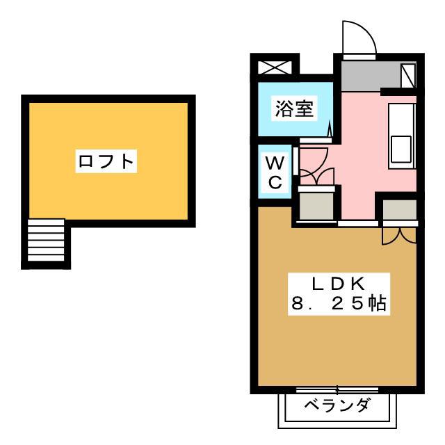 アルカンシェール(1K/1階)の間取り写真