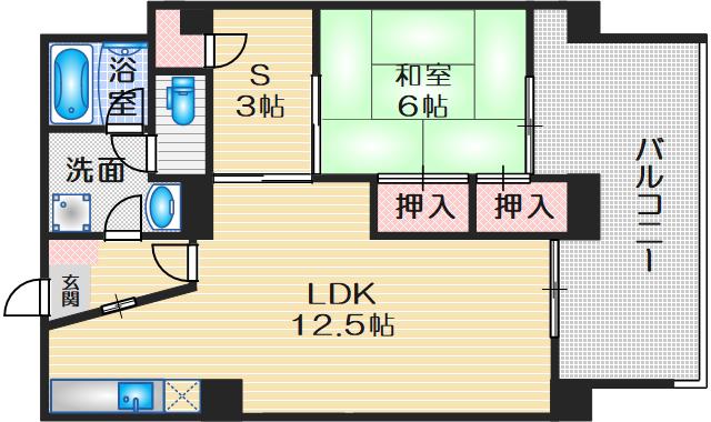 豊中グランドハイツ(1SLDK/9階)の間取り写真