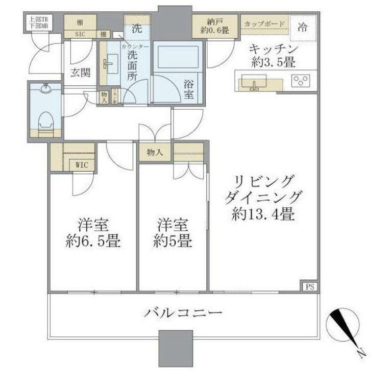ブリリアタワーズ目黒(2LDK/19階)の間取り写真
