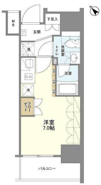 SIL西五反田(ワンルーム/12階)の間取り写真
