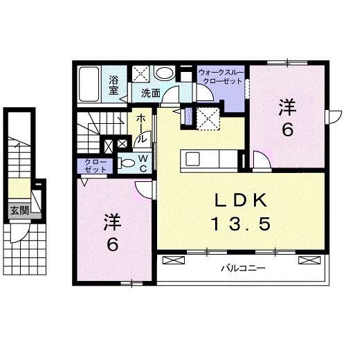メゾン・パルメーラ(2LDK/2階)の間取り写真