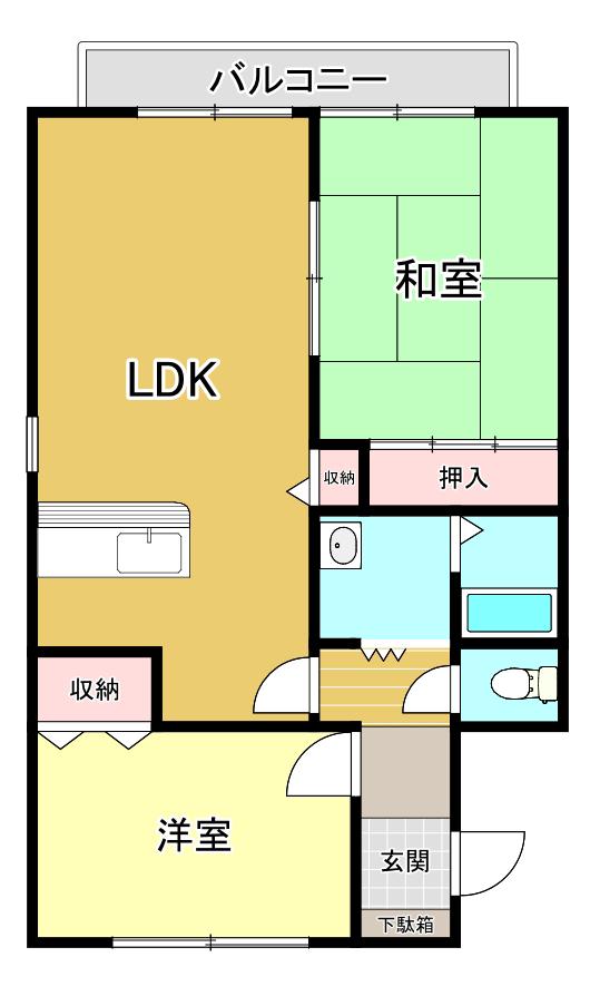 リバーサイド1 D棟 108号(2LDK/1階)の間取り写真