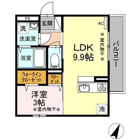 シャインピークス大和(1LDK/1階)の間取り写真