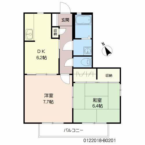 シャーメゾン城元 B棟(2DK/2階)の間取り写真