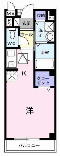 パインビリッジ(ワンルーム/2階)の間取り写真