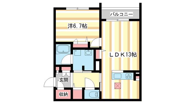 MUMSシャーメゾン学園北(1LDK/1階)の間取り写真