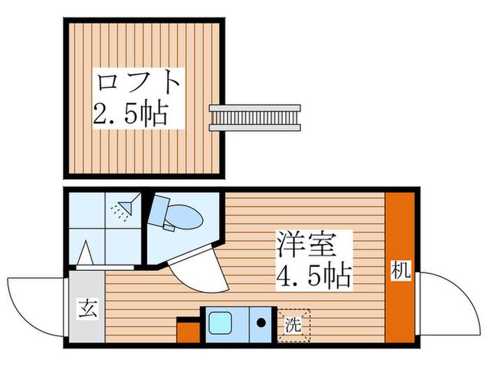 南大泉テラスハウス(ワンルーム/2階)の間取り写真
